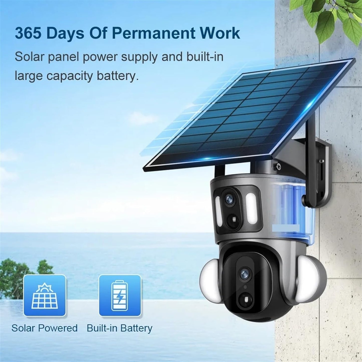 TY3 Dual Pro - HD LTE 4G Dual Lens Solar Powered Rotating Security Surveillance Camera