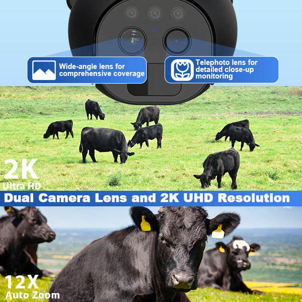 SX3D Pro - 2K LTE 4G Dual Lens Solar Powered Rotating Security Surveillance Camera