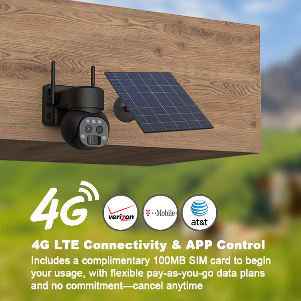 SX3D Pro - 2K LTE 4G Dual Lens Solar Powered Rotating Security Surveillance Camera