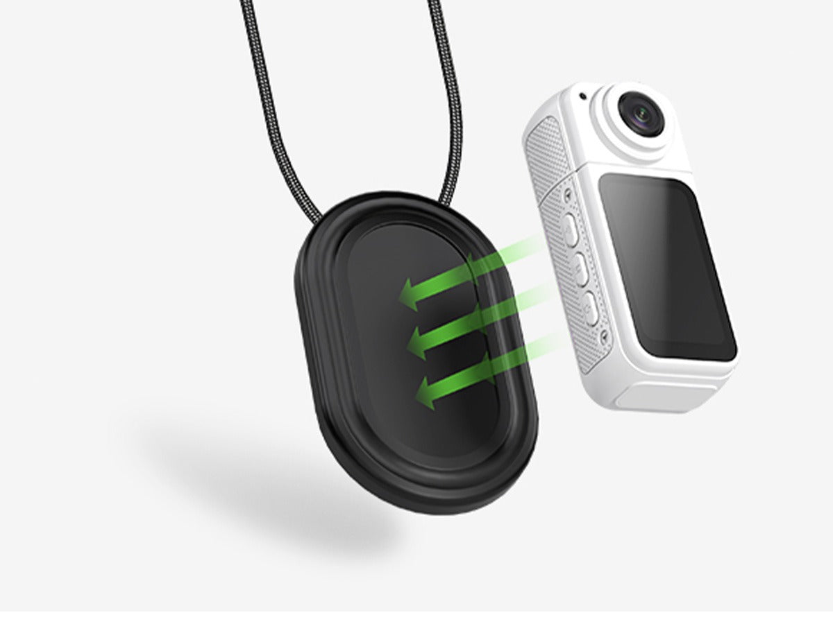 Wear the magnetic hanger & snap the camera on