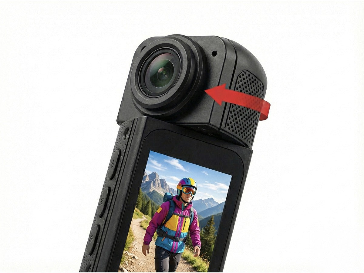 Turn the lens, press record & review in the app