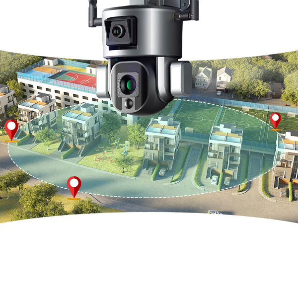 4K WiFi Dual Lens Solar Powered Rotating Security Camera